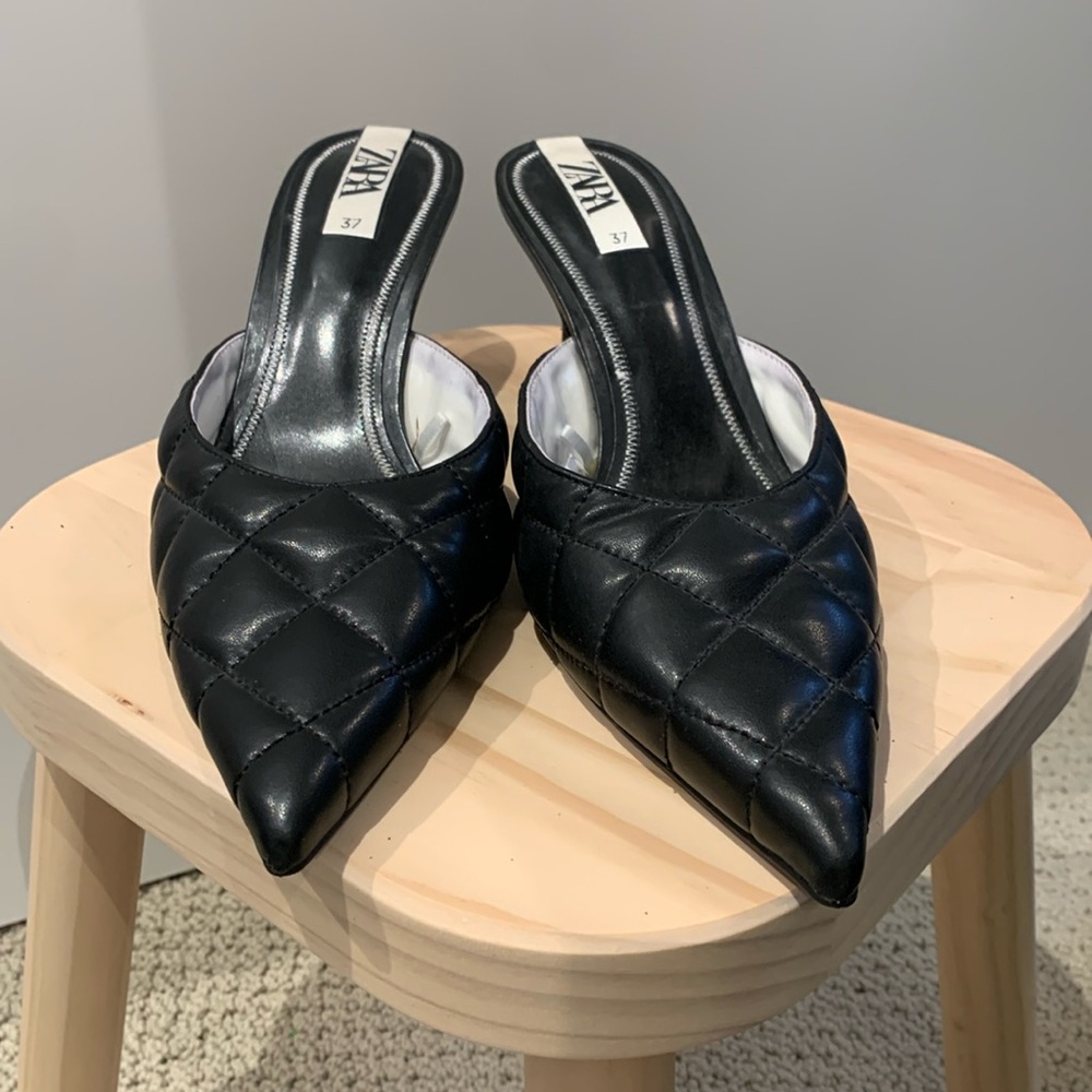 Zara quilted heeled mules